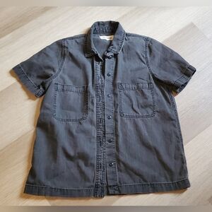 🖤 Madewell 100% Cotton Black Short Sleeve Button Up Size XS 🖤